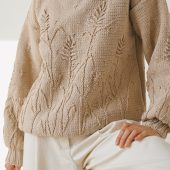 Hand-embroidered Yellow Floral Cotton Sweater - Chunky Knit Pullover