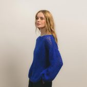 Hand-knitted Olive Mohair Pullover: Lightweight Fuzzy Sweater