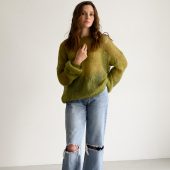 Handmade Mohair Pullover Sweater: Oversized Grey Knitwear