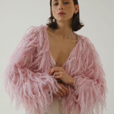 Handmade Pink Alpaca Merino Cardigan: Cropped Wool Knit Jacket