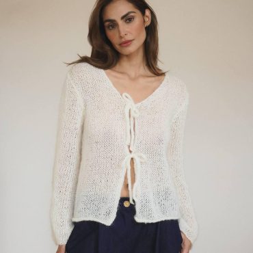 Handmade White Mohair Knit Cardigan: Cozy Lightweight Sweater
