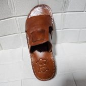 Handmade Moroccan Leather Sandals Men – Brown Artisan Slip On Shoes Gift