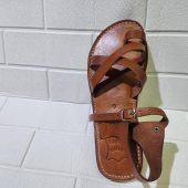 Handmade Moroccan Leather Sandals For Women – Brown Toe Loop Flat Sandals – Genuine Leather Summer Shoes – Buckle Strap Design