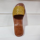 Handmade Moroccan Yellow Leather Sandal For Women – Woven Flats – Bright Summer Boho Shoes – Artisan Braided Leather Slippers – Gift For Her