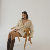 Hand-knitted Red Cotton Cardigan: Lightweight Boho Layering Jacket