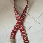 Handmade Moroccan Red Leather Belt With Silver Buckle – Wide Boho Waist Belt