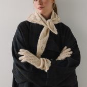 Hand Knitted Alpaca Wool Headscarf: Light Grey Lace Triangle Shawl